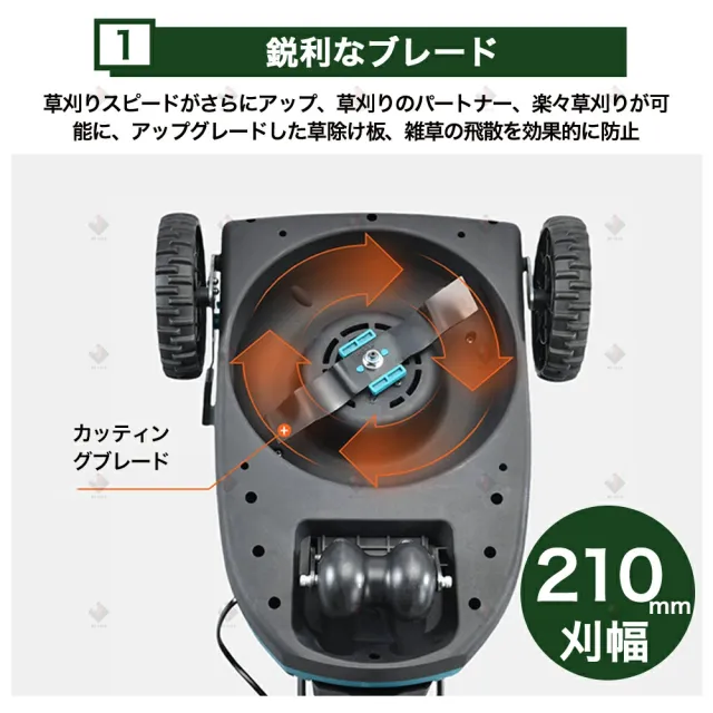 【2025新登場】 草刈り機 最新 自走式草刈り機 家庭用 業務用 芝刈り機 芝刈機  ブラシレスモータ搭載 草刈機 芝生 自走式 最強草刈 小型 軽量 自走式 高耐久 低騒音 ハイパワー 刈幅210mm 刈高3段調整 バッテリー1個と充電器付き_6