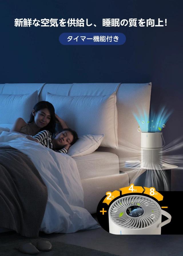 空気清浄機 花粉 小型 コンパクト HEPAフィルター プラズマ脱臭強化 ウィルス 除菌 省エネ 卓上 静音 30畳 花粉症 PM2.5/ホコリ/集じん/タバコ/ペット/ニオイ/ 消臭 風量設定 活性炭フィルター 空気清浄器_8