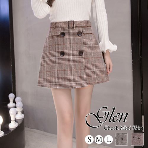 即納 レディース ボトムス スカート チェックスカートス 秋冬 台形スカート Aライン ミニスカート グレンチェック柄 おしゃれ カジュの通販はau Pay マーケット Redlas
