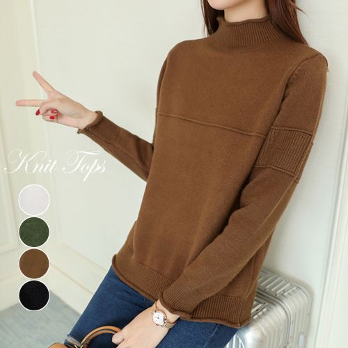 即納 レディース トップス 春秋 ニット セーター プルオーバー ニットソー 薄手 無地 シンプル タートルネック ハイネック カジュアの通販はau Wowma Redlas