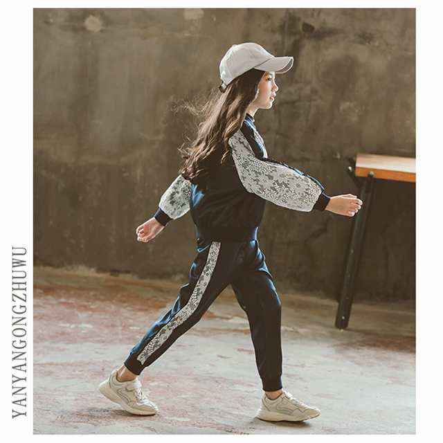 子供服yuai】◇レース サテン生地 セットアップ キッズダンス