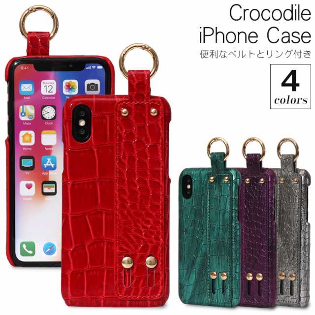 iphone ケース xs クロコ クロコダイル ハンドストラップ iphonexs