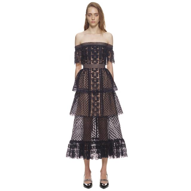 パーティー クロシェ 刺繍 肩出し ティアード ワンピース ワンピースドレス 結婚式 ドレス お呼ばれ ワンピース ブライズメイド フレア の通販はau Pay マーケット Onlythebest