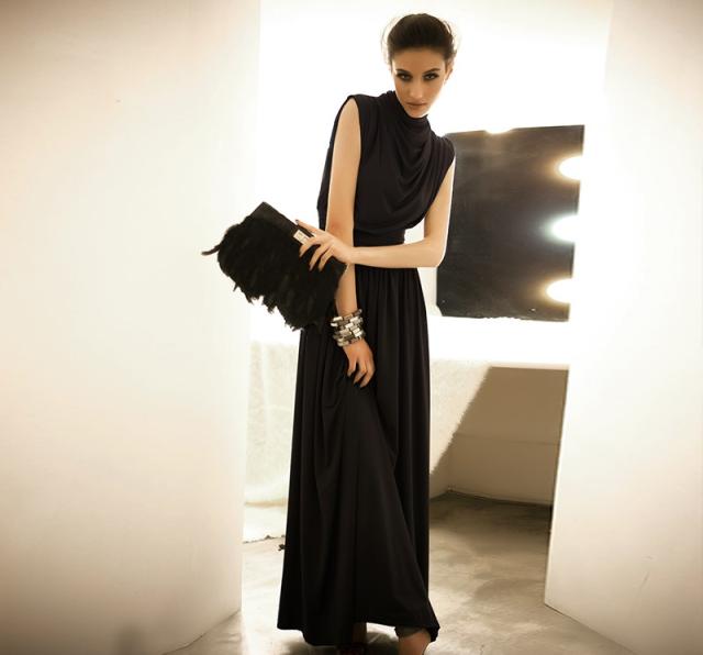 上品 エレガントノースリーブ ロングドレス ハイネック 結婚式 ドレス お呼ばれ ワンピース 30代 代 演奏会 キャバ 黒 パーティドレス の通販はau Pay マーケット Onlythebest