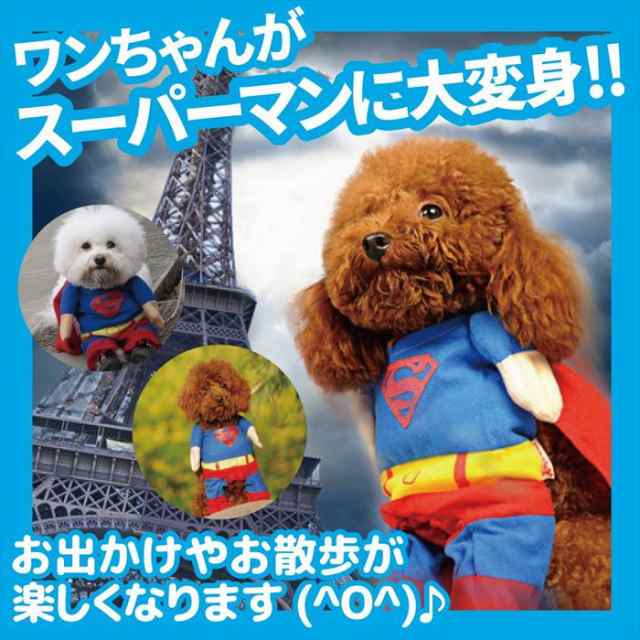 ワンちゃんネコちゃん 激カワ変身服 スーパーマン 犬 用 コスチューム ドッグウェア ドッグウェア スーパーマンの通販はau Pay マーケット 総合通販店raramart ララマート