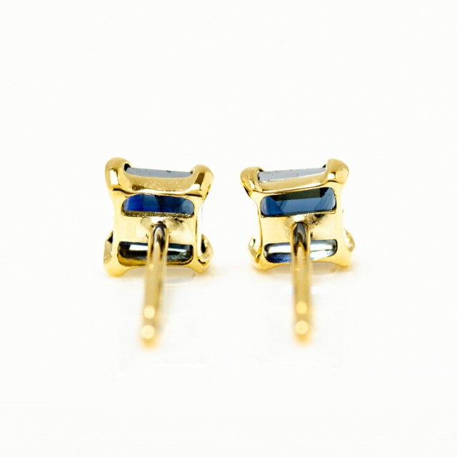 スタッドピアス K18 ゴールド ブルーサファイア 「quadoro」 18K 18金 GOLD 9月誕生石 ピアス