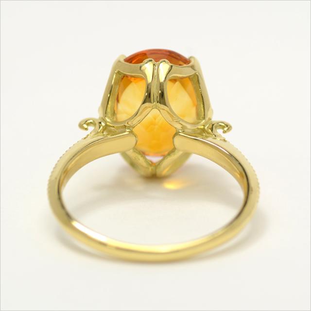 K18 18金シトリンダイヤキャンディーリング指輪750 ゴールド