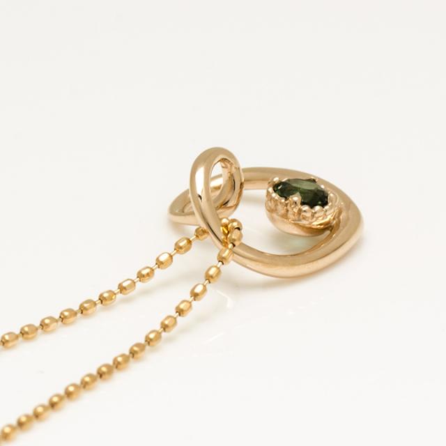 ペンダントトップ レディース K18 ゴールド グリーントルマリン 「molla」 オープンハート 18K 18金 GOLD 10月誕生石の通販は