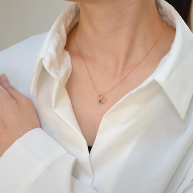 ペンダントトップ レディース K18 ゴールド グリーントルマリン 「molla」 オープンハート 18K 18金 GOLD 10月誕生石の通販は