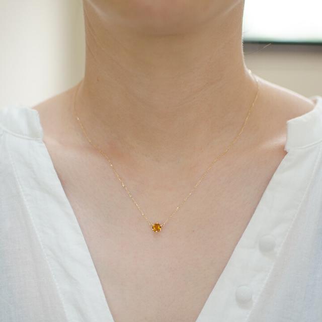 ネックレス レディース K10 ゴールド シトリン 「reginetta」 アズキチェーン 10K 10金 GOLD 11月誕生石の通販は