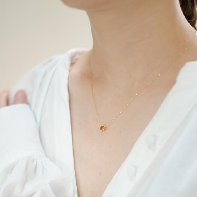ネックレス レディース K10 ゴールド シトリン 「reginetta」 アズキチェーン 10K 10金 GOLD 11月誕生石の通販は