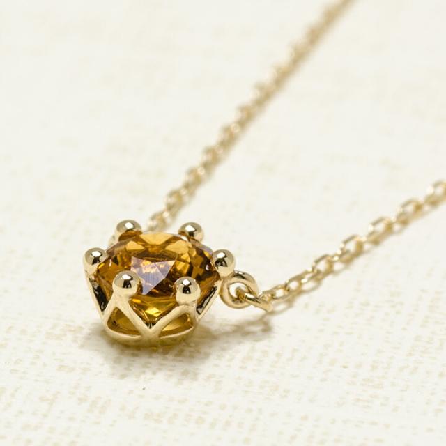 ネックレス レディース K10 ゴールド シトリン 「reginetta」 アズキチェーン 10K 10金 GOLD 11月誕生石の通販は