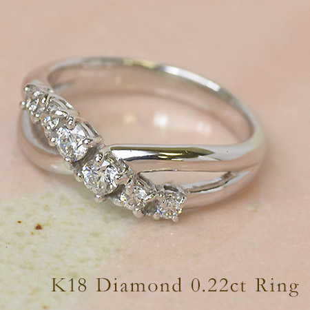 ダイヤモンド ライン リング 指輪 0.2ct K18YG ゴールド エルザ（K18YG 