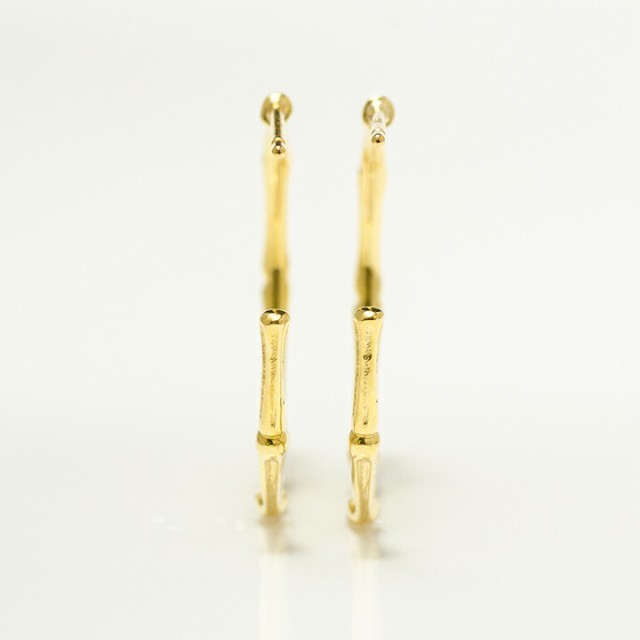 K18 フープピアス バンブー バンブーモチーフ 竹 ピアス 18K PG YG