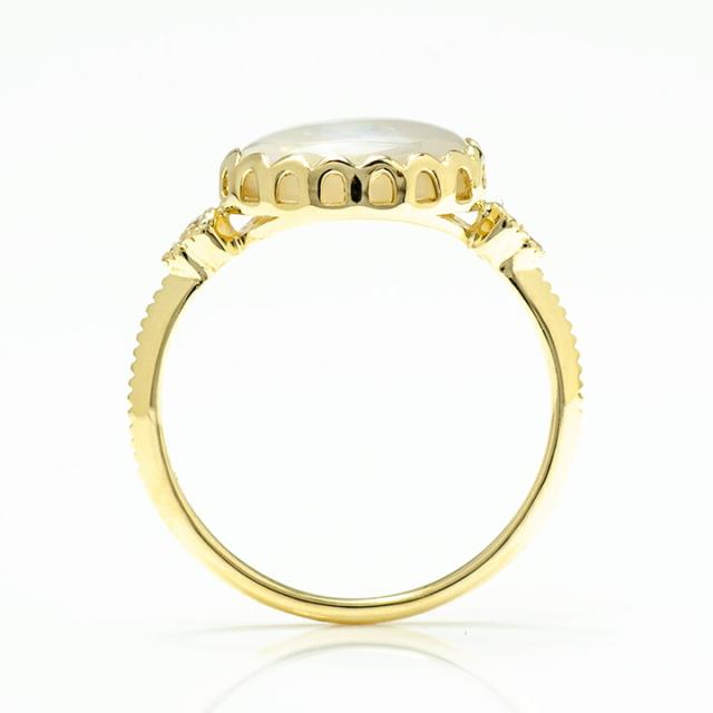 リング 指輪 K10 ゴールド ホワイトオパール ダイヤモンド 10K 10金 GOLD  9月誕生の通販は