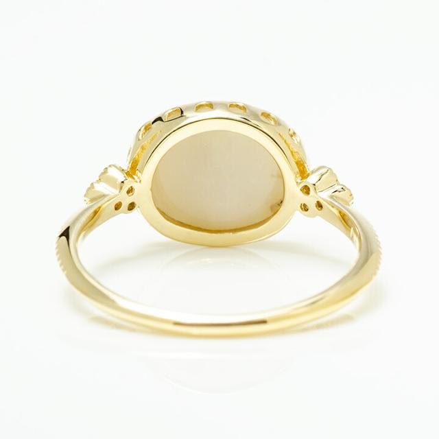 リング 指輪 K10 ゴールド ホワイトオパール ダイヤモンド 10K 10金 GOLD  9月誕生の通販は