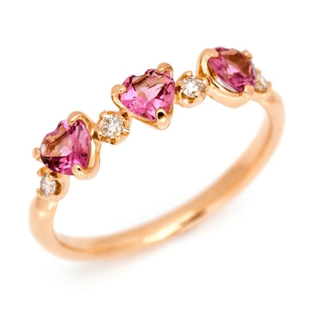 リング 指輪 レディース K18 ゴールド ピンクトルマリン ダイヤモンド  