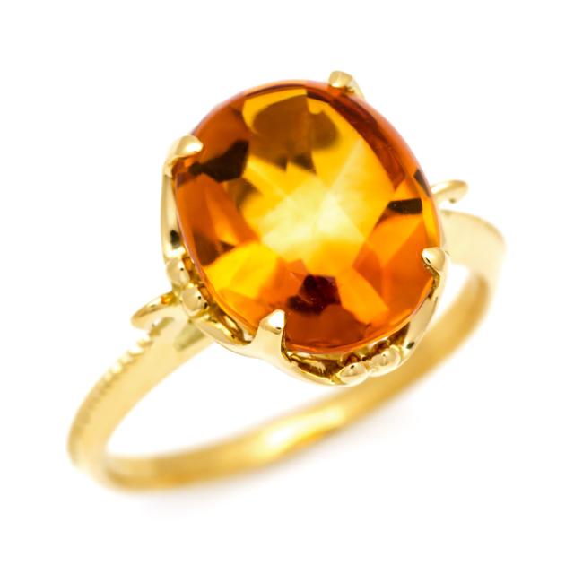 K18 18金シトリンダイヤキャンディーリング指輪750 ゴールド