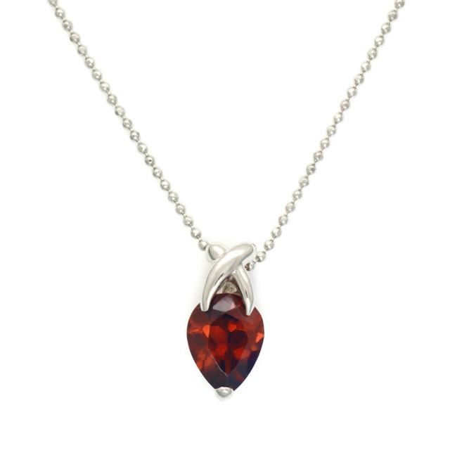 ペンダント レディース SV925 シルバー ガーネット ペアシェイプ ペンダント1月誕生石 カットボールチェーン SILVERの通販は