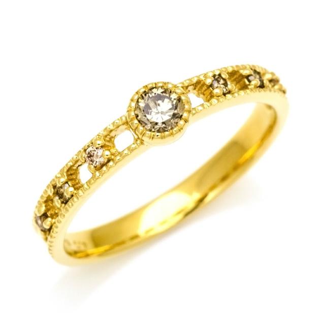 リング 指輪 レディース K18 ゴールド ブラウンダイヤモンド 「delicatura」 18K 18金 GOLD 4月誕生石の通販は