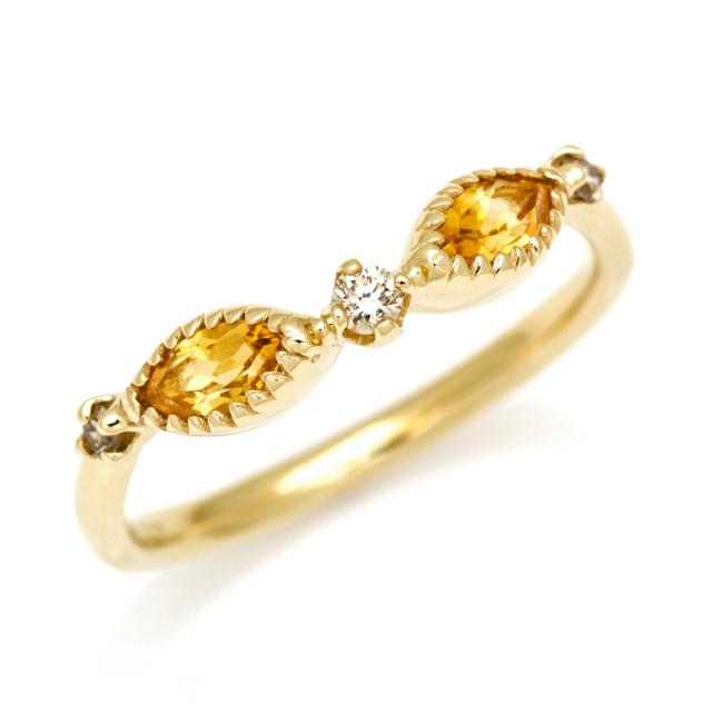 リング 指輪 レディース K10 ゴールド シトリン ダイヤモンド 「aliare」 10K 10金 GILD 11月誕生石の通販は