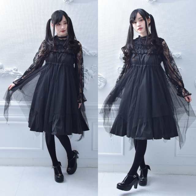 ゴスロリ ロリィタ ドレス ワンピース 黒 赤 コスプレ レディース 衣装 服 ロリータファッション スカート 膝丈 チュールの通販はau Pay マーケット Lady Oliver