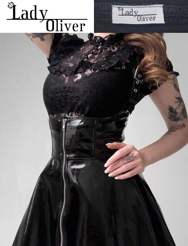 ワンピース レディース ブラック ゴスロリ Pu レザー ジャンパースカート V系 パンク ロック 黒 ハロウィン 仮装の通販はau Pay マーケット Lady Oliver
