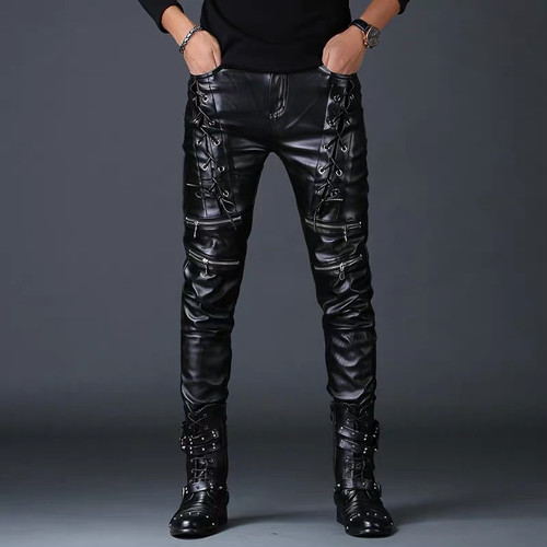 メンズ レザー パンツ ストレッチ 黒 スキニー レザーパンツ ロック系 服 デニム ブラックの通販はau Pay マーケット Lady Oliver