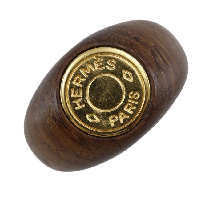 HERMES エルメス セリエ ウッド 13号 茶 リング・指輪 5.4g レディース 【中古】