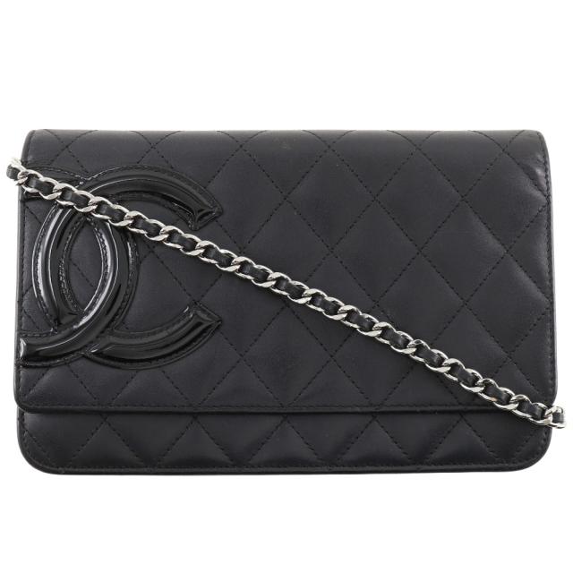 CHANEL シャネル チェーンウォレット カンボンライン A46646 カーフ 黒 長財布 レディース
