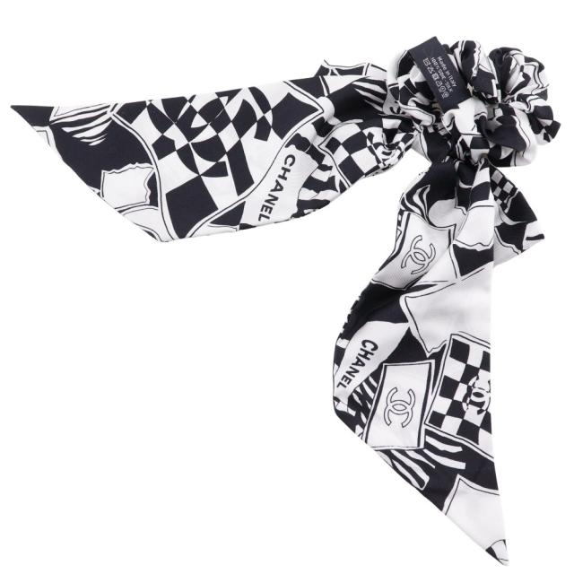 CHANEL シャネル リボンシュシュ ココマーク シルク 黒/白 その他アクセサリー_1
