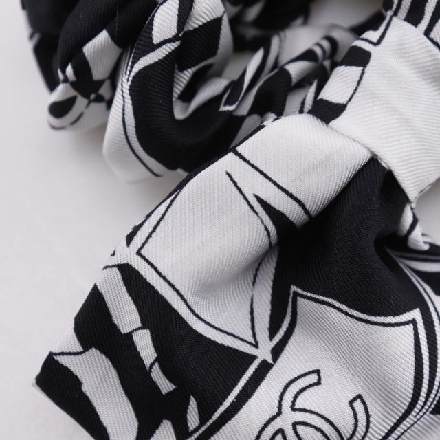 CHANEL シャネル リボンシュシュ ココマーク シルク 黒/白 その他アクセサリー_2