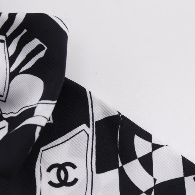 CHANEL シャネル リボンシュシュ ココマーク シルク 黒/白 その他アクセサリー_4