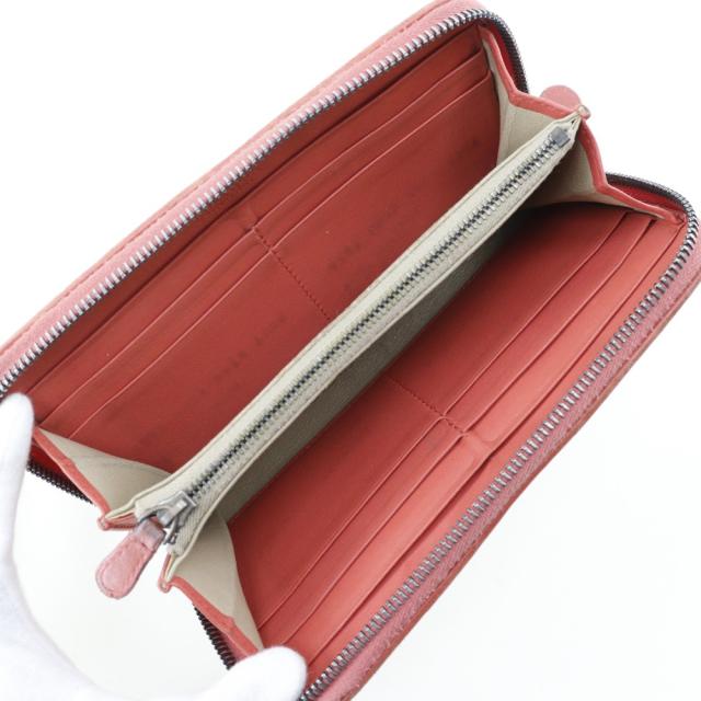 BOTTEGAVENETA ボッテガヴェネタ ラウンドファスナー イントレチャート ラムスキン 赤/ピンク BOTTEGAVENETA ボッテガヴェネタ ラウンドファスナー イントレチャート