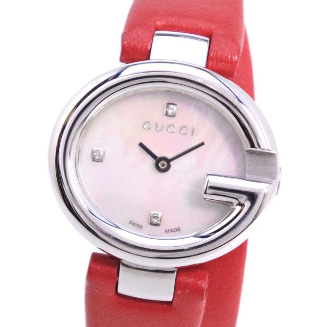 Gucci グッチ 3pダイヤ 二連ベルト 134 5 Ss レッド クオーツ シェル文字盤 腕時計 レディースの通販はau Pay マーケット 質にしきの