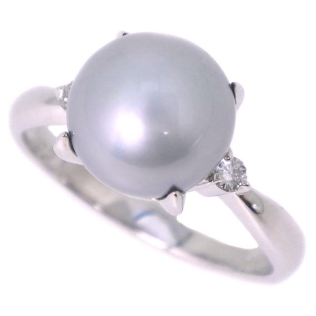 真珠 Pt900プラチナ 12.5号 グレー リング・指輪 4.9g レディース 【中古】