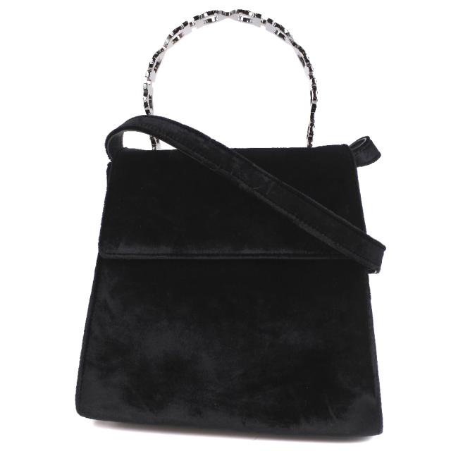 Salvatore Ferragamo サルヴァトーレフェラガモ 2WAYバッグ ガンチーニ 21-5681/18 ベロア NERO 黒_1