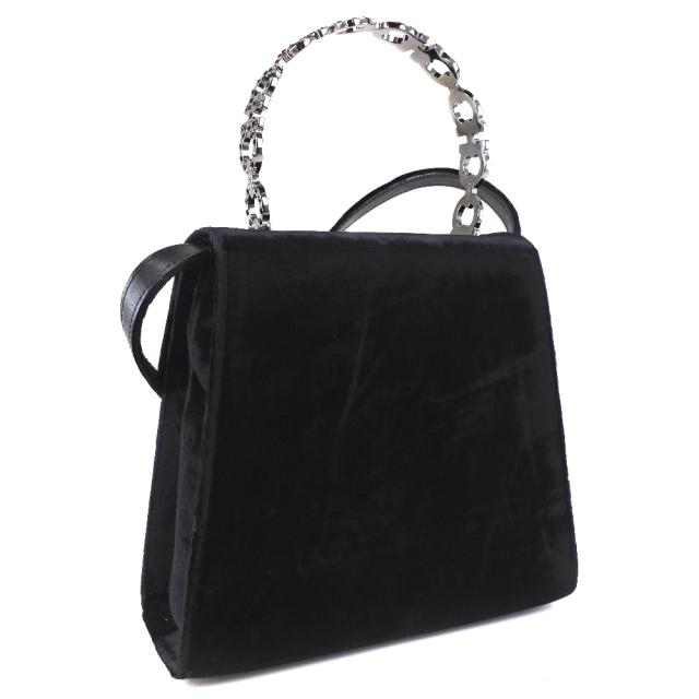 Salvatore Ferragamo サルヴァトーレフェラガモ 2WAYバッグ ガンチーニ 21-5681/18 ベロア NERO 黒_2