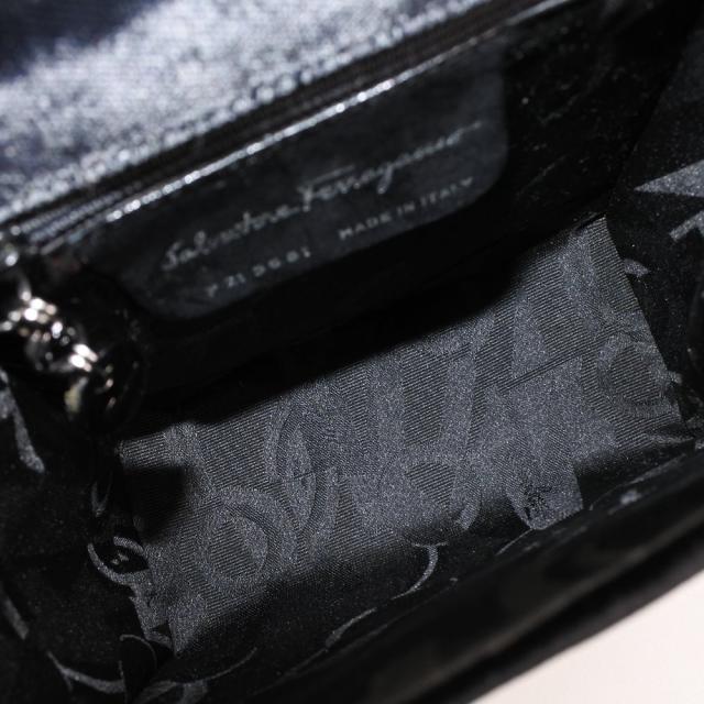 Salvatore Ferragamo サルヴァトーレフェラガモ 2WAYバッグ ガンチーニ 21-5681/18 ベロア NERO 黒_6