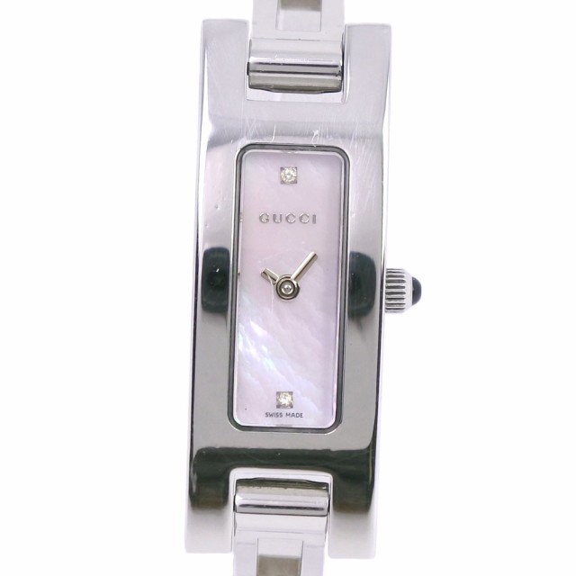 GUCCI グッチ 2Pダイヤ 3900L SS クオーツ ピンクシェル文字盤 腕時計