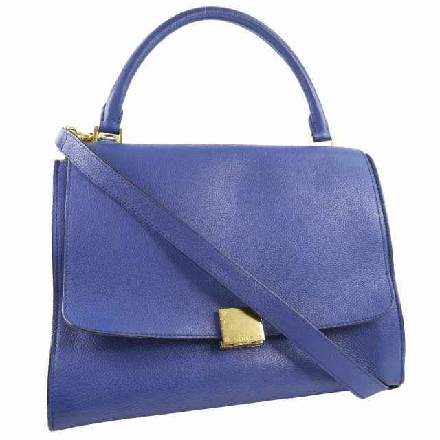 CELINE セリーヌ トラペーズ 2WAYショルダー カーフ 青 ハンドバッグ レディース 【中古】