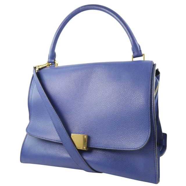 CELINE セリーヌ トラペーズ 2WAYショルダー カーフ 青 ハンドバッグ レディース 【中古】 CELINE セリーヌ トラペーズ 2WAYショルダー カーフ 青 ハンドバッグ