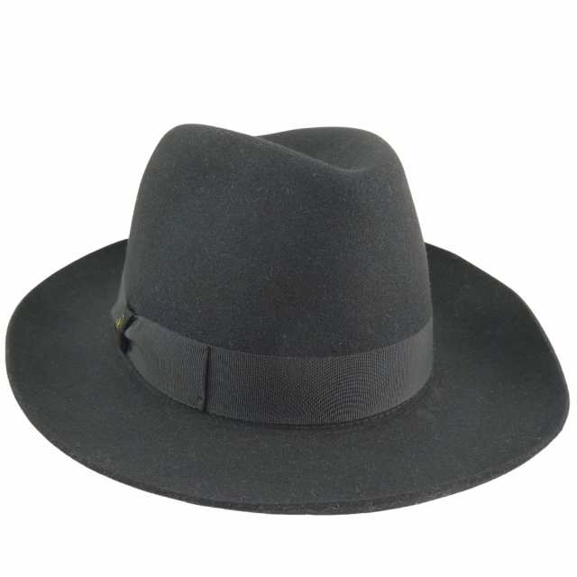 Borsalino ボルサリーノ ピンブローチ付 ウール 黒 ハット ユニセックス 【中古】 ランクS