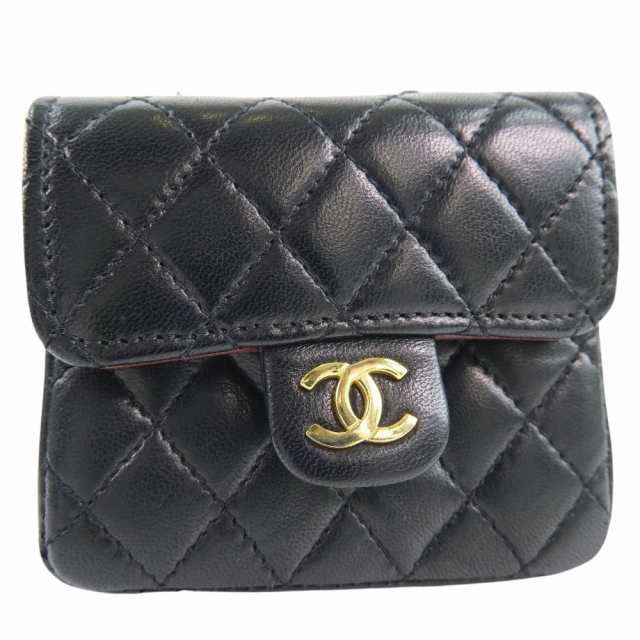 CHANEL シャネル チェーンポシェット マイクロ マトラッセ 希少ビンテージ ラムスキン 黒