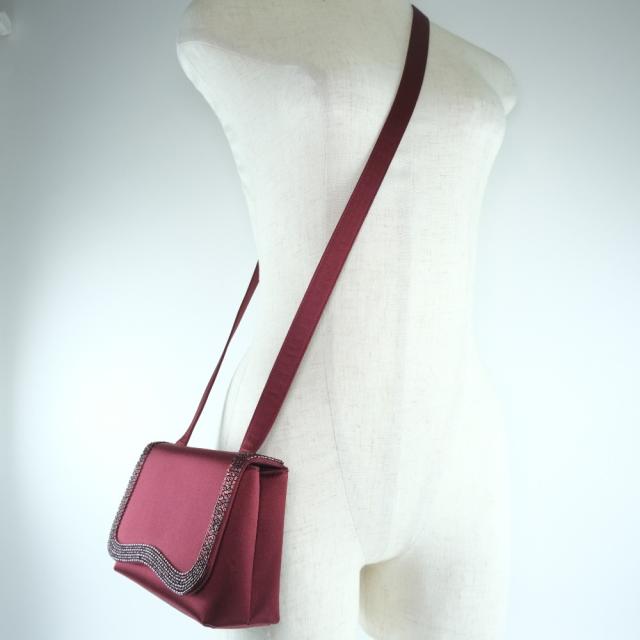 CHANEL シャネル パーティバッグ ココマーク サテン ボルドー ショルダーバッグ CHANEL シャネル パーティバッグ ココマーク サテン ボルドー