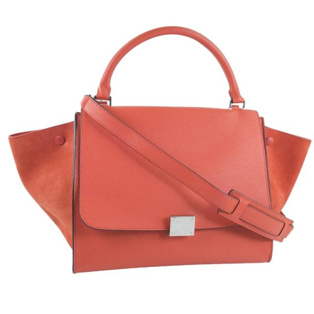 CELINE セリーヌ トラペーズ 2WAYバッグ 169543 カーフ 赤 ハンドバッグ レディース 【中古】