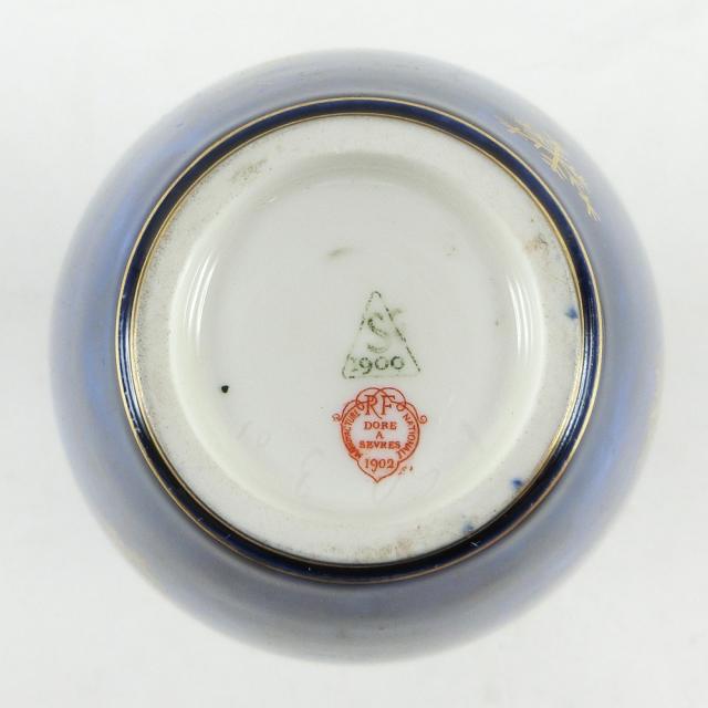 SEVRES セーブル 佛蘭西 フランス セーブル窯 花瓶 瑠璃金彩 クラウ