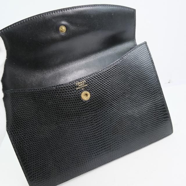 HERMES エルメス ドキュメント ケース ヴィンテージ リザード 黒 ポーチ ユニセックス HERMES エルメス ドキュメント ケース ヴィンテージ リザード 黒