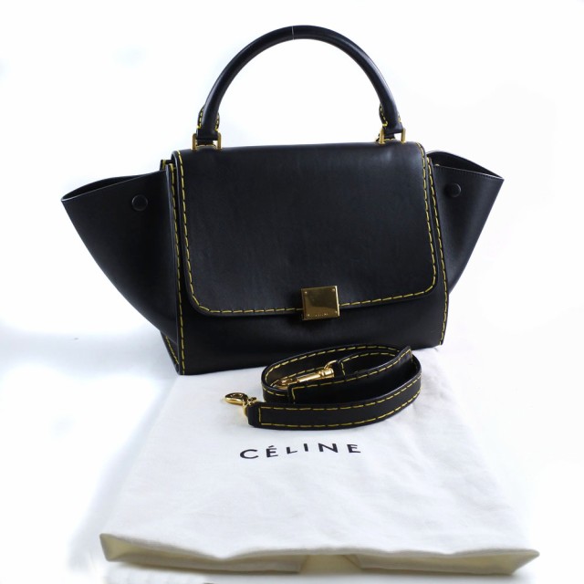 CELINE セリーヌ トラペーズ 2WAYショルダー ステッチ カーフ 黒