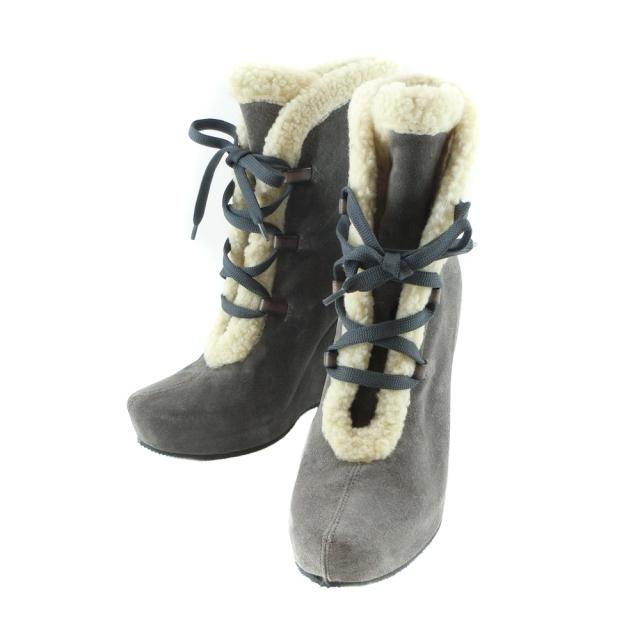 ovye by cristina lucchi オヴィエ ショートブーツ ニーハイ LUC-7229 バックスキン グレー ブーツ